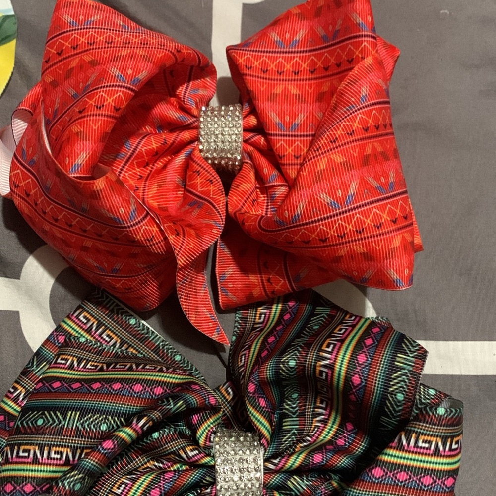 Glamorous Red and Black Rhinestone Hair Bows